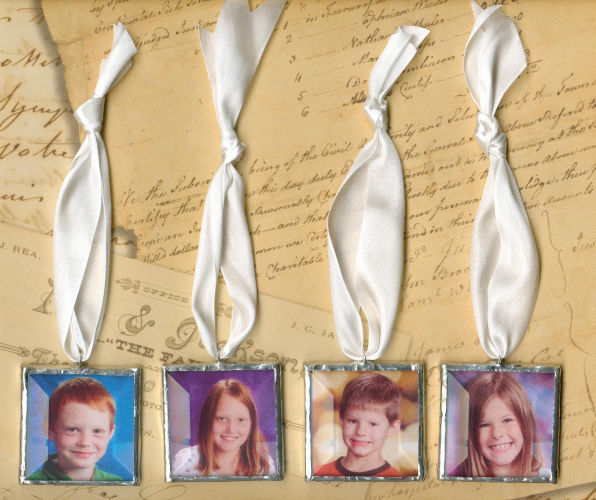 Ornaments with school photos